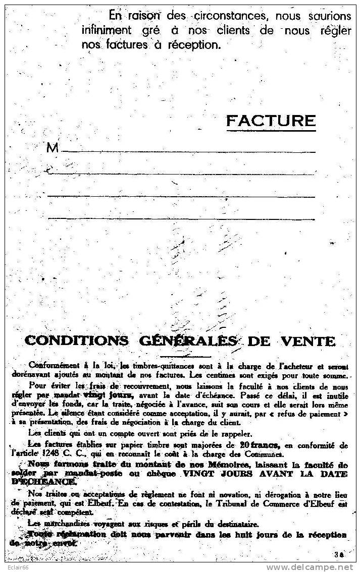 FACTURE Année 1947 IMPRIMERIE ALLAIN  ELBEUF Sur SEINE  Marchandise  Pour L'Hopital De  Villers-Bretonneux (Somme) - Imprimerie & Papeterie