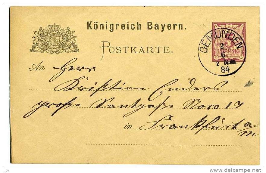 ALLEMAGNE. Carte Postale : Entier Postal. GEMUNDEN. KONIGREICH BAYERN. - Ganzsachen