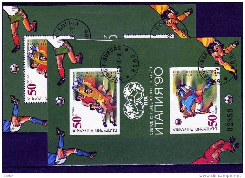 Fußball WM Italia 1990 Bulgarien 3829/0+Blocks 209 A+B O 33€ Spielszene Doppelblock Blocs Soccer Sheets Bf BULGARIA - Plaatfouten En Curiosa