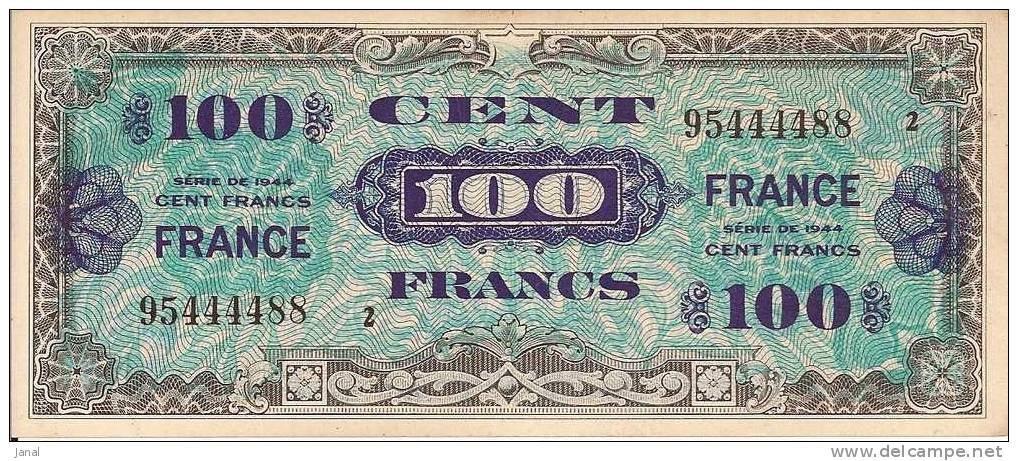 - BILLET DE 100 FRANCS - SERIE DE 1944 - VERSO FRANCE - 95444488 - - 1945 Verso France