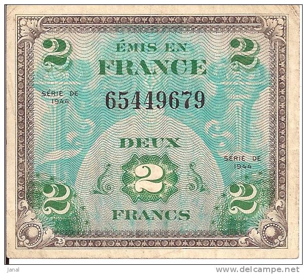 - BILLET DE 2 FRANCS - SERIE DE 1944 - DRAPEAU - 65449679 - - 1944 Flagge/Frankreich