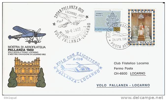 1982 Vaticano 70 Ans Vol  Vizzola Ticino  Locarno  Hélicoptère Elicottero Helicopter Pallanza  Locarno - Helikopters