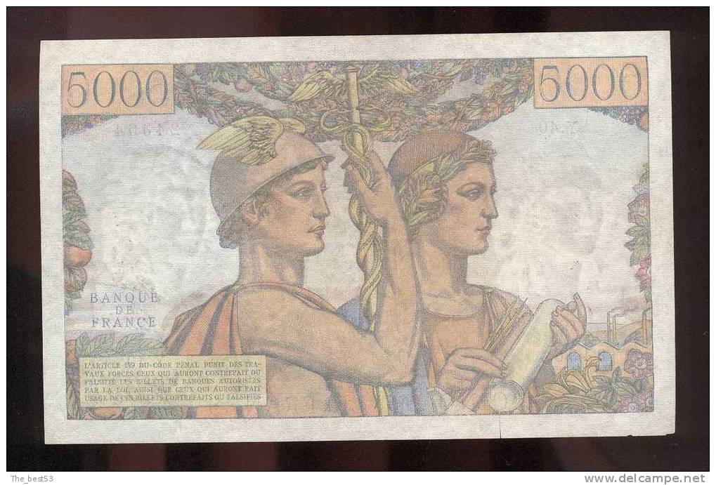 5000  Francs  -    Terre Et Mer  1951 - 5 000 F 1949-1957 ''Terre Et Mer''