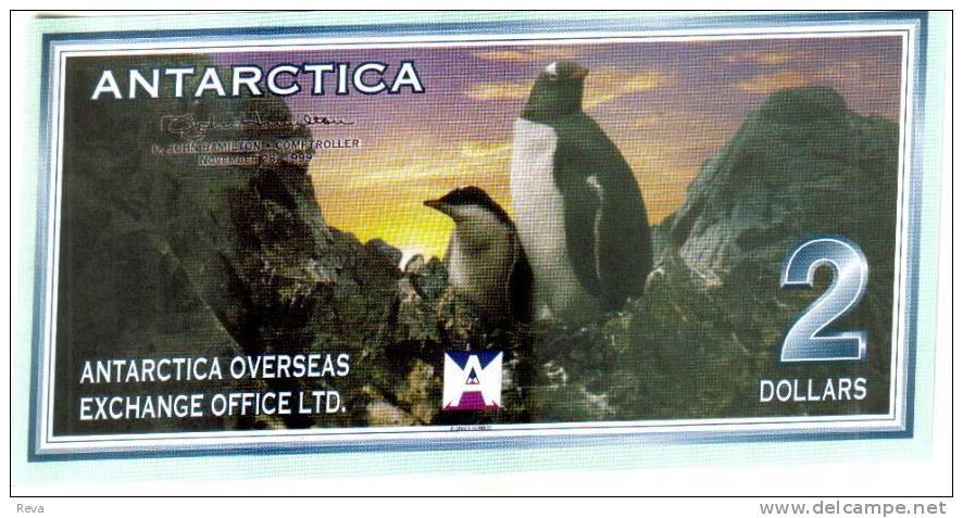 ANTARCTICA $2 DOLLARS PENGUIN BIRD FRONT NZ AIRPLANE TRAGEDY BACK UNC DATED 26-11-1999 READ DECRIPTION !! - Otros & Sin Clasificación