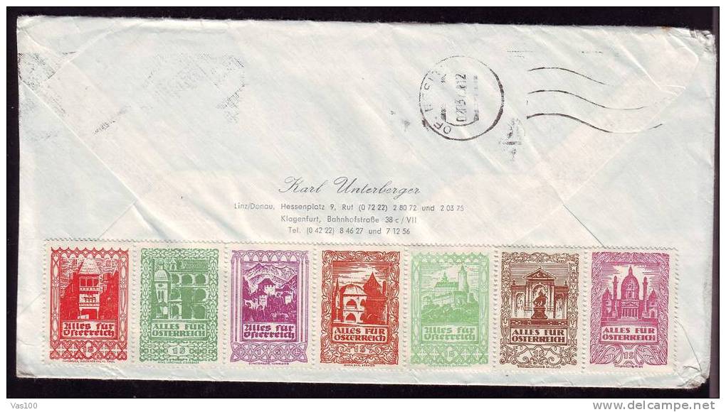 Austria 1973! COVER TO ROMANIA NICE FRANKING! 6 STAMPS & 7 CINDERELLAS! - Cartas & Documentos