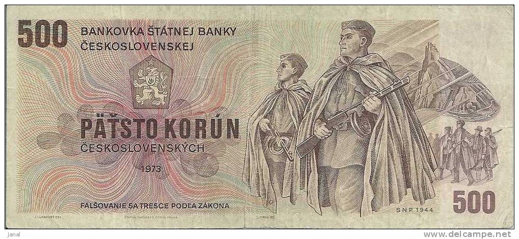 -  BILLETS - TCHECOSLOVAQUIE - 500 - 1973 - PATDESLAT KORUN - - Tschechoslowakei