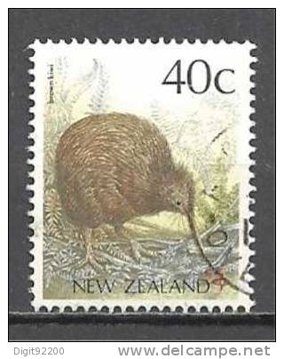 1 W Valeur Used, Oblitérée - NEW ZEALAND - BROWN KIWI - N° 1095-5 - Kiwi's