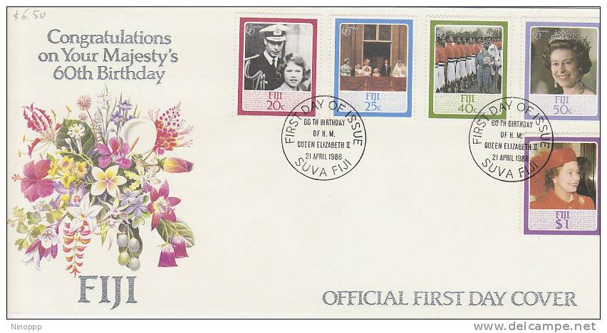 Fiji-1986 Queen E II, 60th Birthday FDC - Fiji (1970-...)