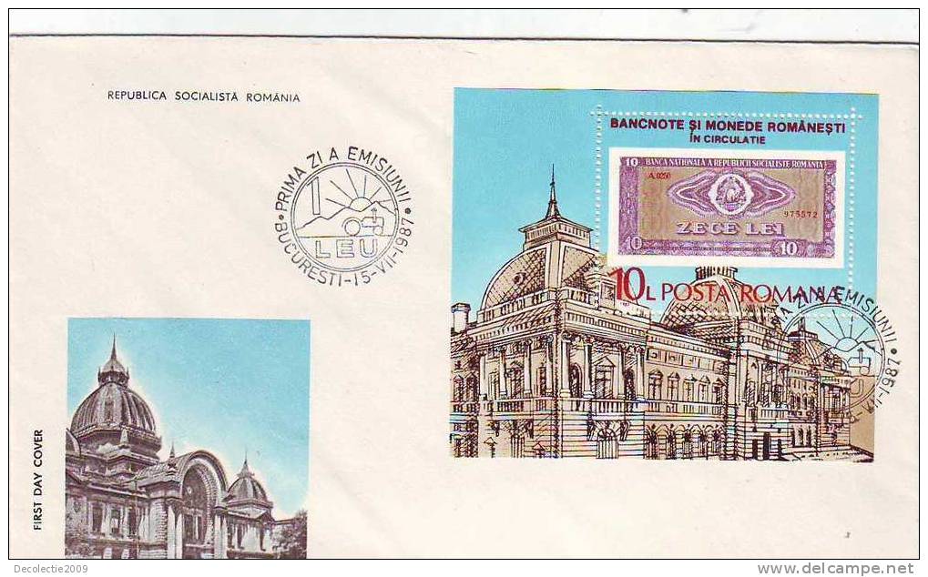 M1106 Romania FDC Romanian Banknote And Coin In Use 1987 Perfect Shape - Monete