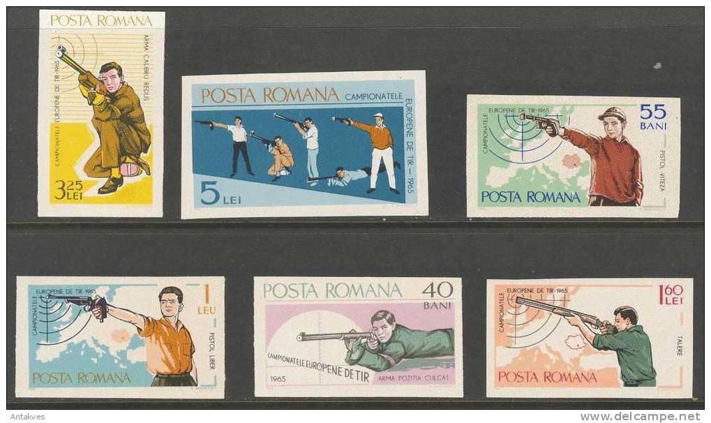 Romania 1965 Sport Shooting Set Of 6 Imperf. MNH - Tir (Armes)