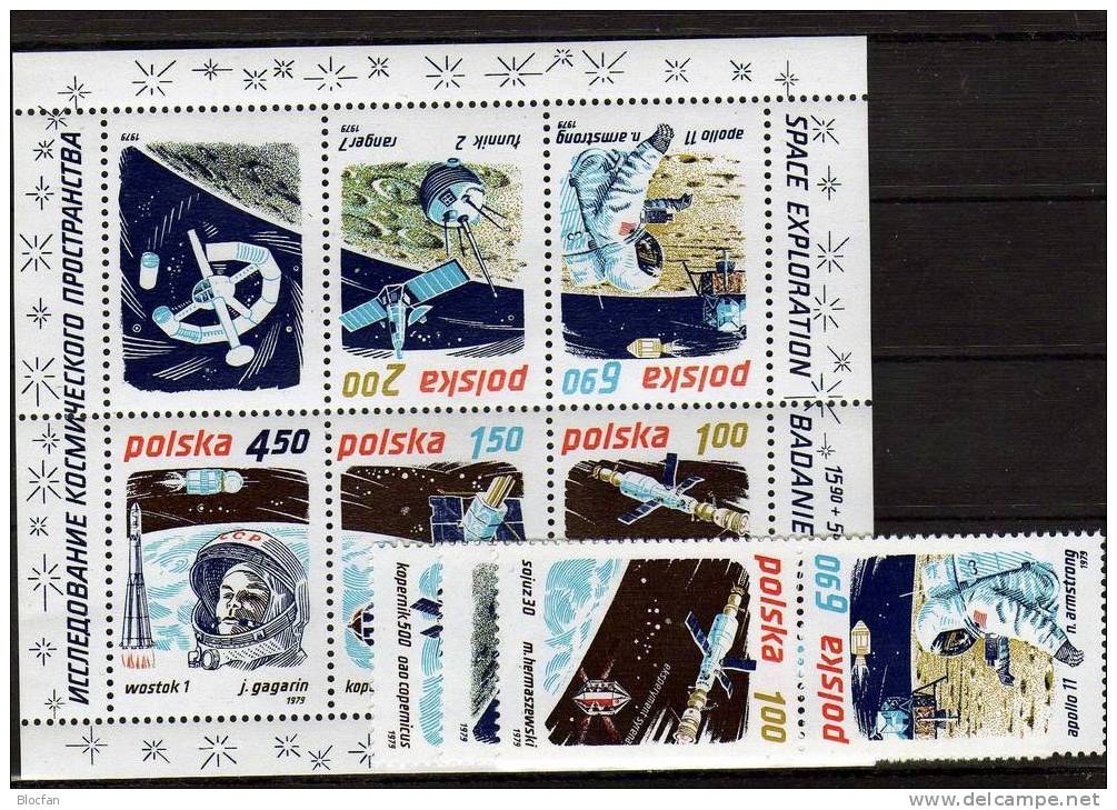 Kopplung NASA+SU 1979 Polen 2659/3,ZD+Block 80 ** 7€ Raumfahrt Sojus 29-Salut 6-Sojus 30 Bloque Bloc Sheet Bf Space - Collezioni