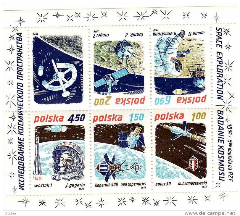 Kopplung NASA+SU 1979 Polen 2659/3,ZD+Block 80 ** 7€ Raumfahrt Sojus 29-Salut 6-Sojus 30 Bloque Bloc Sheet Bf Space - Collezioni