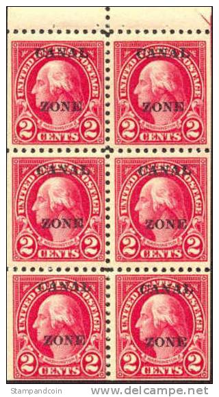 Canal Zone #73a Mint Hinged 2c Washington Booklet Pane From 1924-25 - Canal Zone