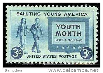 1948 USA Salute To Youth Stamp Sc#963 Student Book Education - Ungebraucht