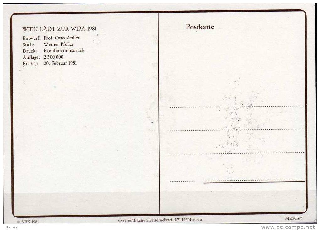 2 Maximumkarten WIPA 1981 Austria 1665 Block 5+ 2xMC2/81 o 32€ Heldenplatz Denkmal Hofburg Wien maxicard from Austria