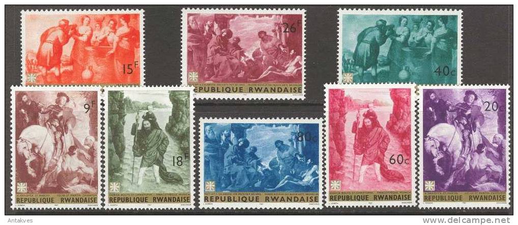 Rwanda 1967 Art Painting Religious Set Of 8 MNH - Religión