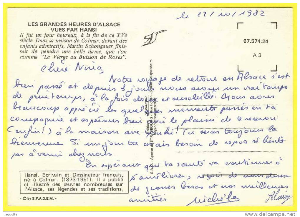 LES GRANDES HEURES D'ALSACE VUES PAR HANSI - Martin Schoengauer Dans Sa Maison De COLMAR - Circulé 1982 - Hansi