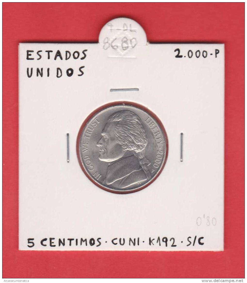 ESTADOS UNIDOS  5  CENTIMOS  2.000 P  CU-NI  KM#192    SC/UNC    DL-8680 - 1938-…: Jefferson