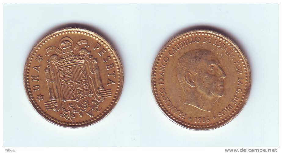 Spain 1 Peseta 1966 (70) Gaudillo Franco - 1 Peseta