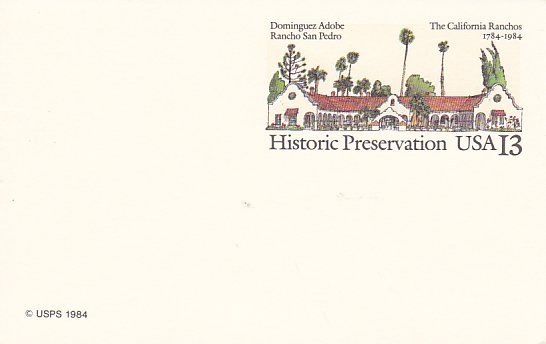 Historic Preservation, Dominguez Adobe - Rancho San Pedro, The California Ranchos - 1981-00