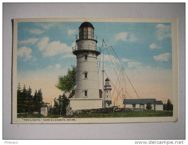 Light House       Two Lights Cape Elizabeth Me   Vintage Wb - Other & Unclassified