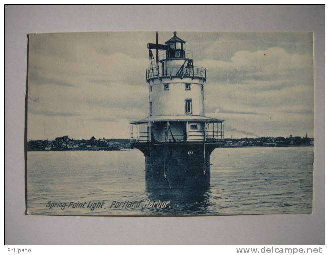 Light House         Spring Point Light Portland Harbor Me  1907 Cancel - Portland