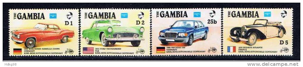 WAG Gambia 1986 Mi 626-33 Mnh AMERIPEX '86: 100 Jahre Automobil - Gambia (1965-...)