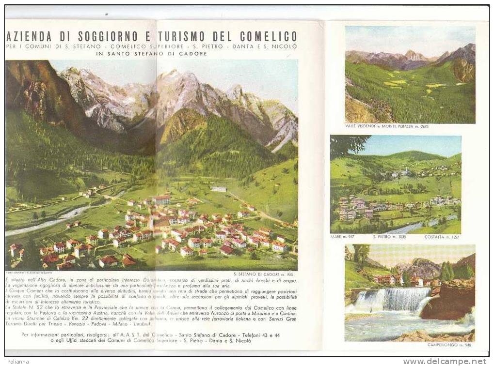 B0133 - Brochure Turistica COMELICO  Az.Aut.Sog.1954/CAMPITELLO/DANTA DI CADORE/CASAMAZZAGNO/COSTALTA/DOSOLEDO/PRESENAIO - Tourismus, Reisen