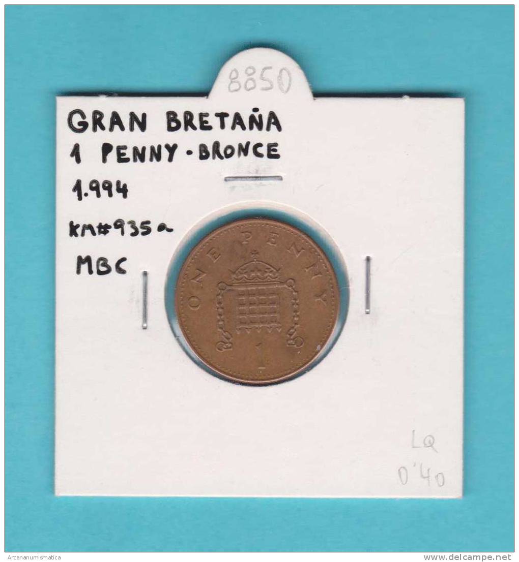 GRAN  BRETAÑA   1   PENNY  1.994  BRONCE  KM#935a   MBC/VF   DL-8850 - 1 Penny & 1 New Penny