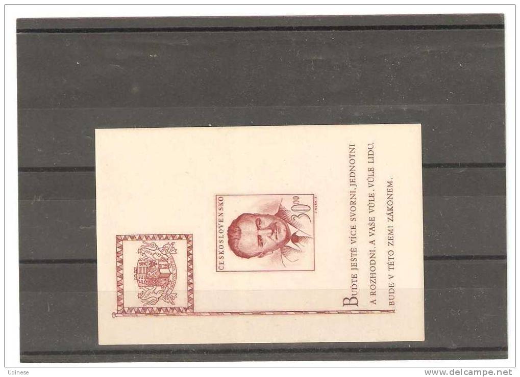 CZECHOSLOVAKIA 1948 PRESIDENT GOTTWALD -  S/S   - MNH MINT NEUF - Unused Stamps