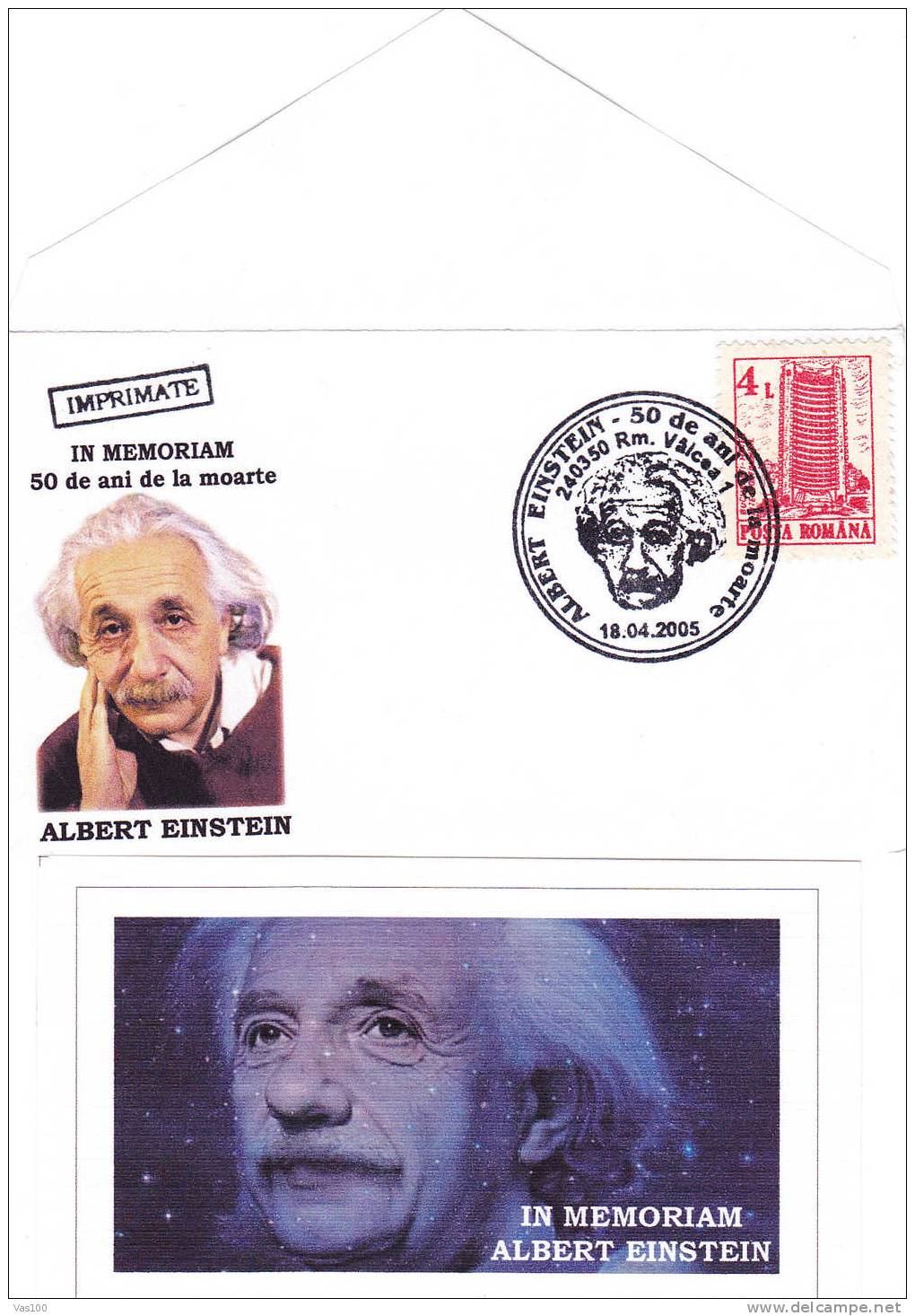 ALBERT EINSTEIN  2005 - Liliput Cover + Greeting Card,obliteration Concordante  Valcea-Romania. - Albert Einstein