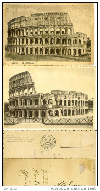 Roma: Anfiteatro Flavio O Colosseo. Lotto 4 Cartoline Viaggiate 1934-38-46-50 (annulli A Targhetta + Anno Santo) - Colosseum