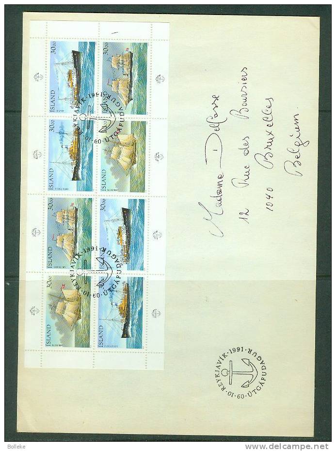 Bateaux - Islande  -  Lettre FDC De 1991  -   Voiliers  -  Valeur Plus De 22 Euro - Lettres & Documents