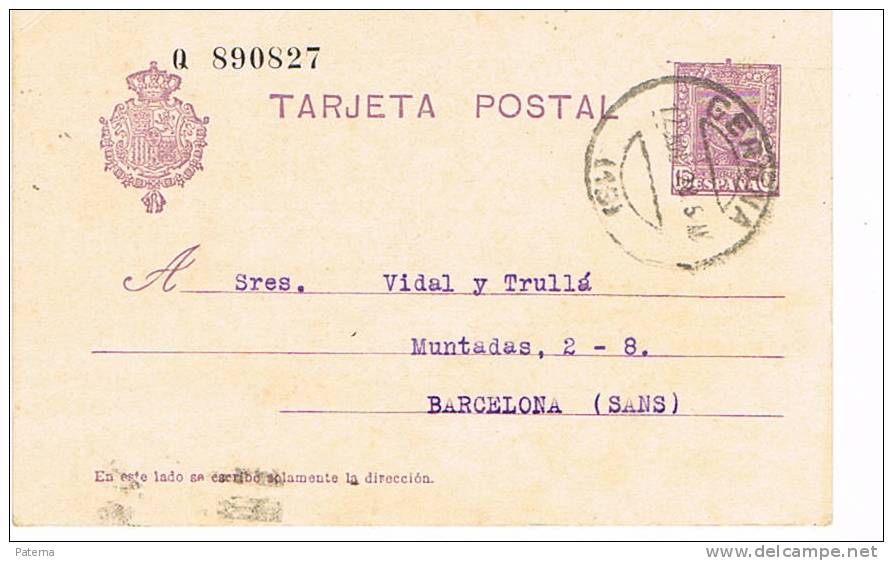 3546  Entero Postal,GERONA   1928 , Alfonso Xlll - 1850-1931