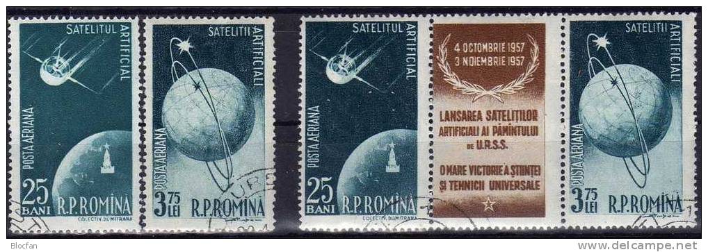 Variationen Start Kosmosflug Sputnik Romania 1677/0+ 12xZD-Paare o 56€ Satellit über der Erde, Kreml in Moskau