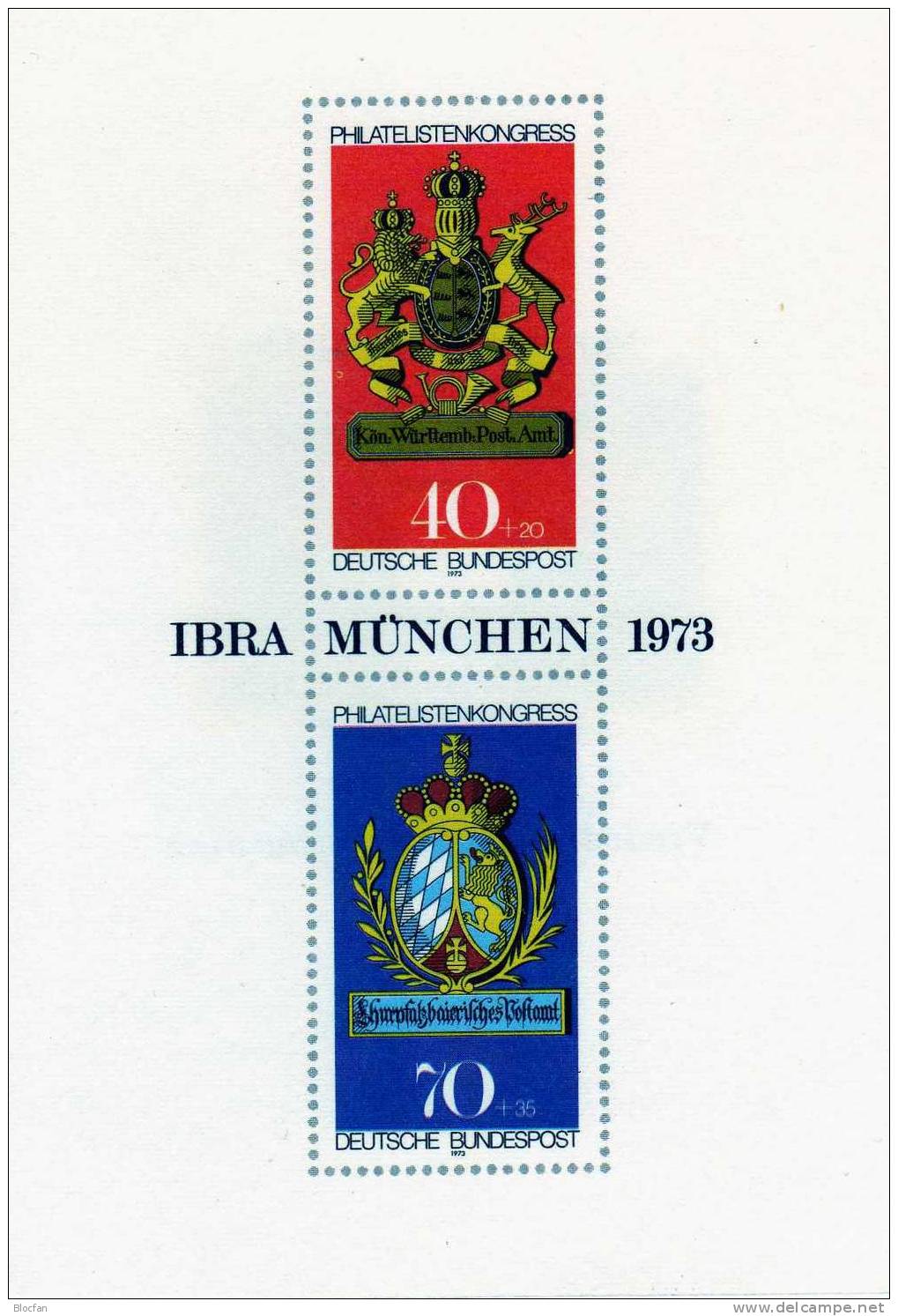 FIP-Kongreß Zur IBRA Posthausschilder BRD 764/5, 3ZD+ Block 9 ** 20€ Mit Zierfeld München - Sammlungen (im Alben)