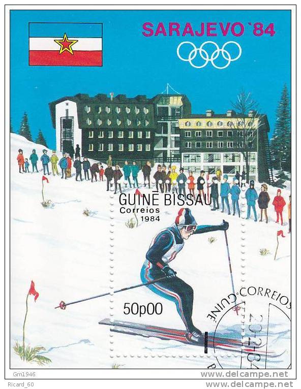 Bloc Oblitéré De Guinée Bissau, Jeux Olympiques De Sarajevo, Ski Alpin, 1984 - Winter 1984: Sarajevo