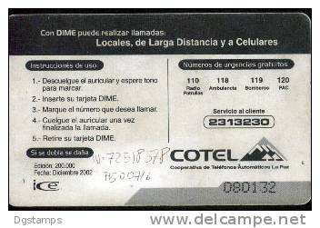 Bolivia 2002 COTEL Dime. Múltiple: Llamada Local, Larga Distancia Y Movil. MUY RARA. - Bolivia