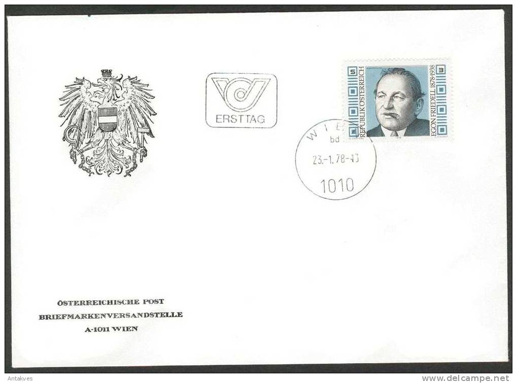 Austria Osterreich 1978 Egon Friedell FDC - Cartas & Documentos