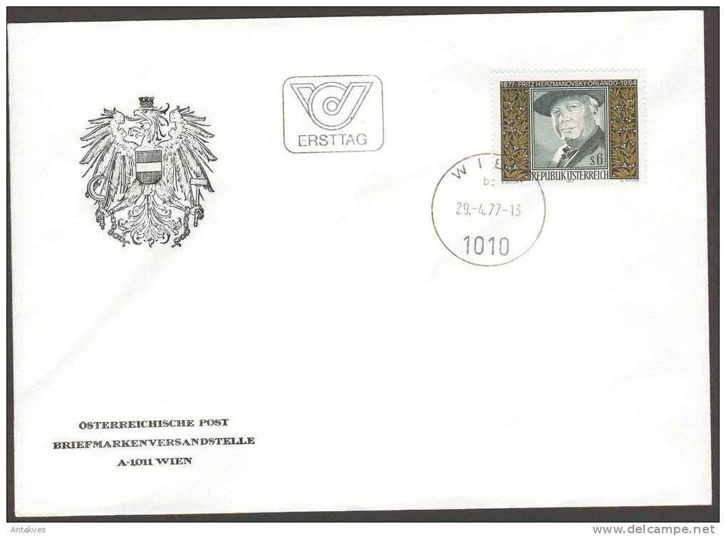 Austria Osterreich 1977 F. Herzmanovsky-Orlando FDC - Covers & Documents