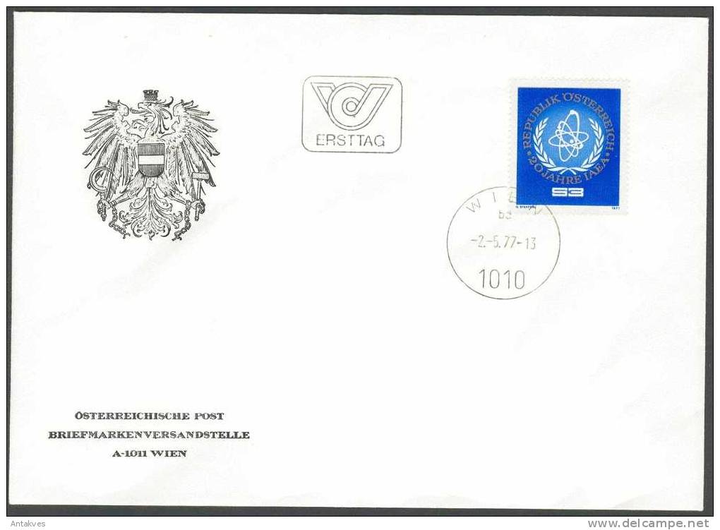 Austria Osterreich 1977 20 Jahre IAEA FDC - Cartas & Documentos