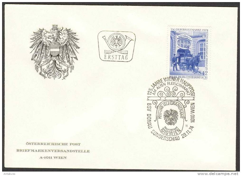 Austria Osterreich 1974 125 Jahre Wiener Hauptpost FDC - Cartas & Documentos