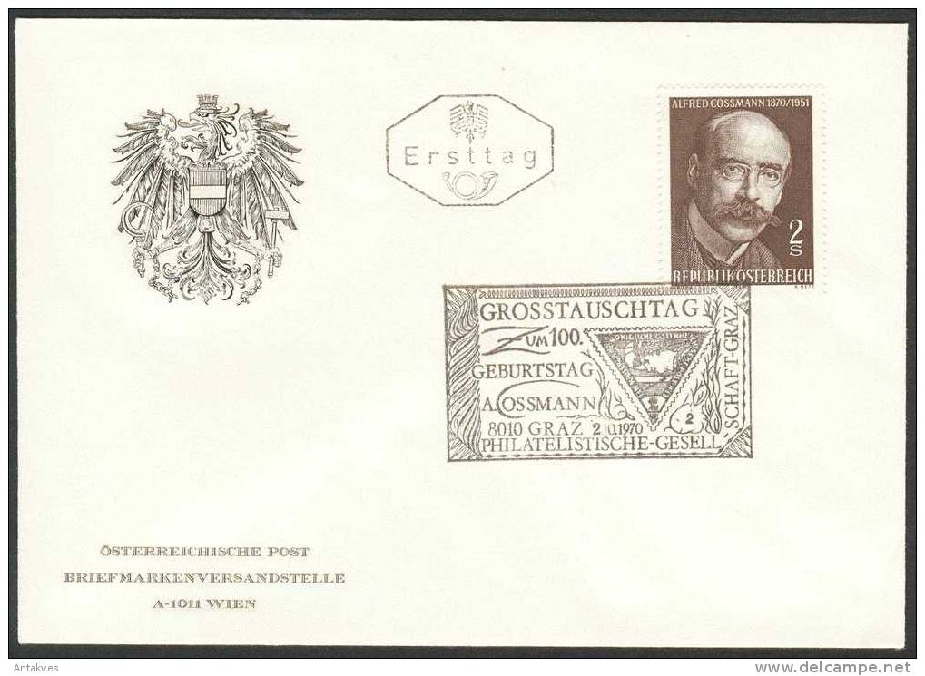 Austria Osterreich 1970 A. G.Cossmann FDC - Brieven En Documenten