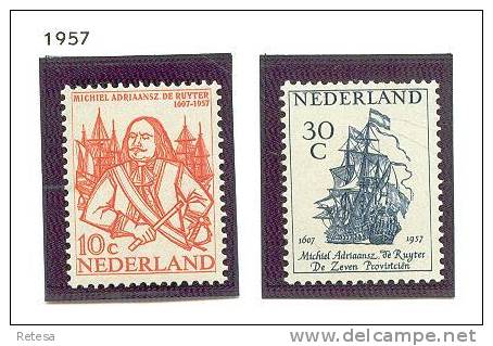 NEDERLAND DE RUYTER ZEGELS  1957 ** - Unused Stamps