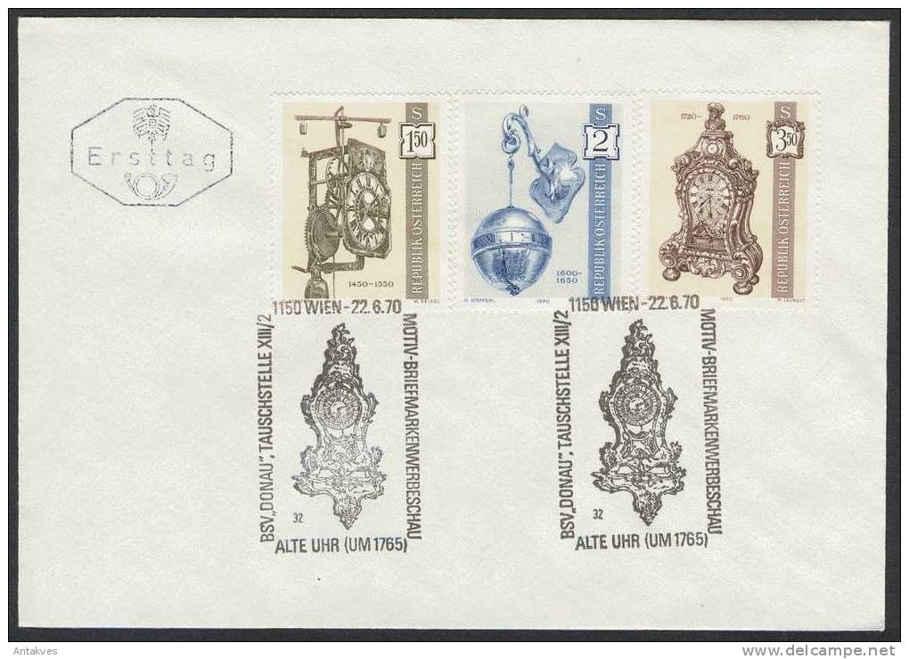 Austria Osterreich 1970 Alte Uhr ( Um 1765) FDC - Lettres & Documents