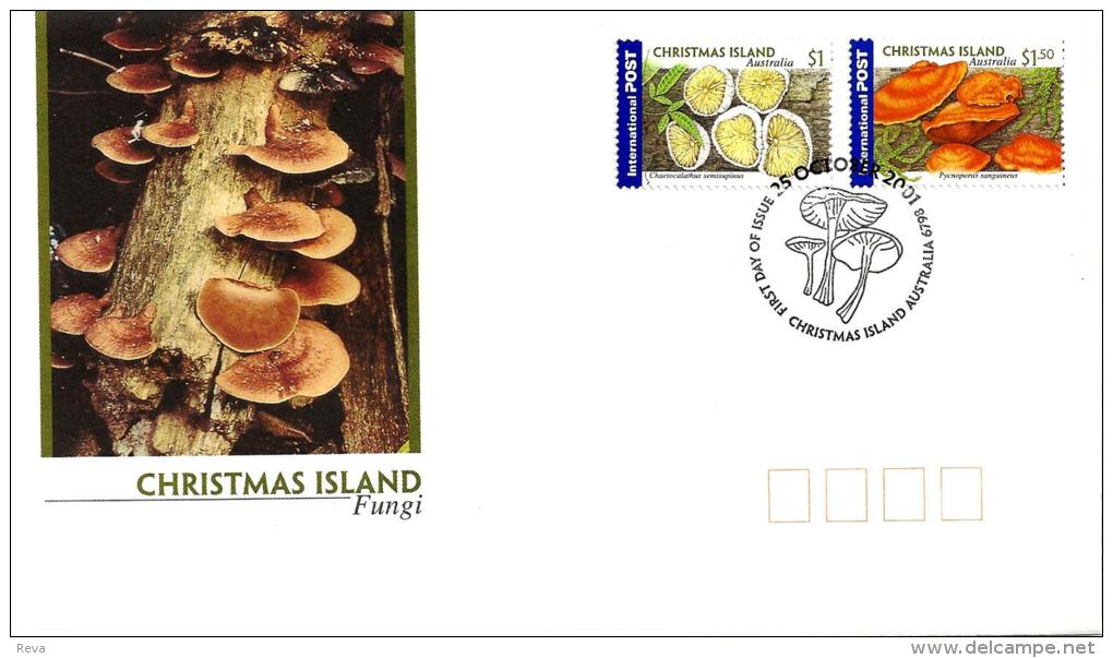 CHRISTMAS ISLAND  FDC FUNGI SET OF 2 STAMPS DATED 25-10-2001 CTO SG? READ DESCRIPTION !! - Christmas Island