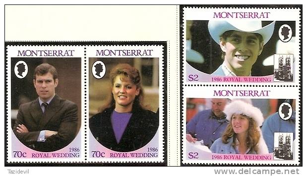 MONTSERRAT - 1986 Andrew And Sarah Royal Wedding. Scott 615-6. MNH ** - Montserrat