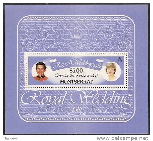 MONTSERRAT - 1981 Lady Diana Royal Wedding Souvenir Sheet. Scott 471. MNH ** - Montserrat