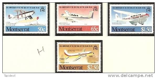 MONTSERRAT - 1981 Planes. Scott 472-5. Mint Lightly Hinged * - Montserrat