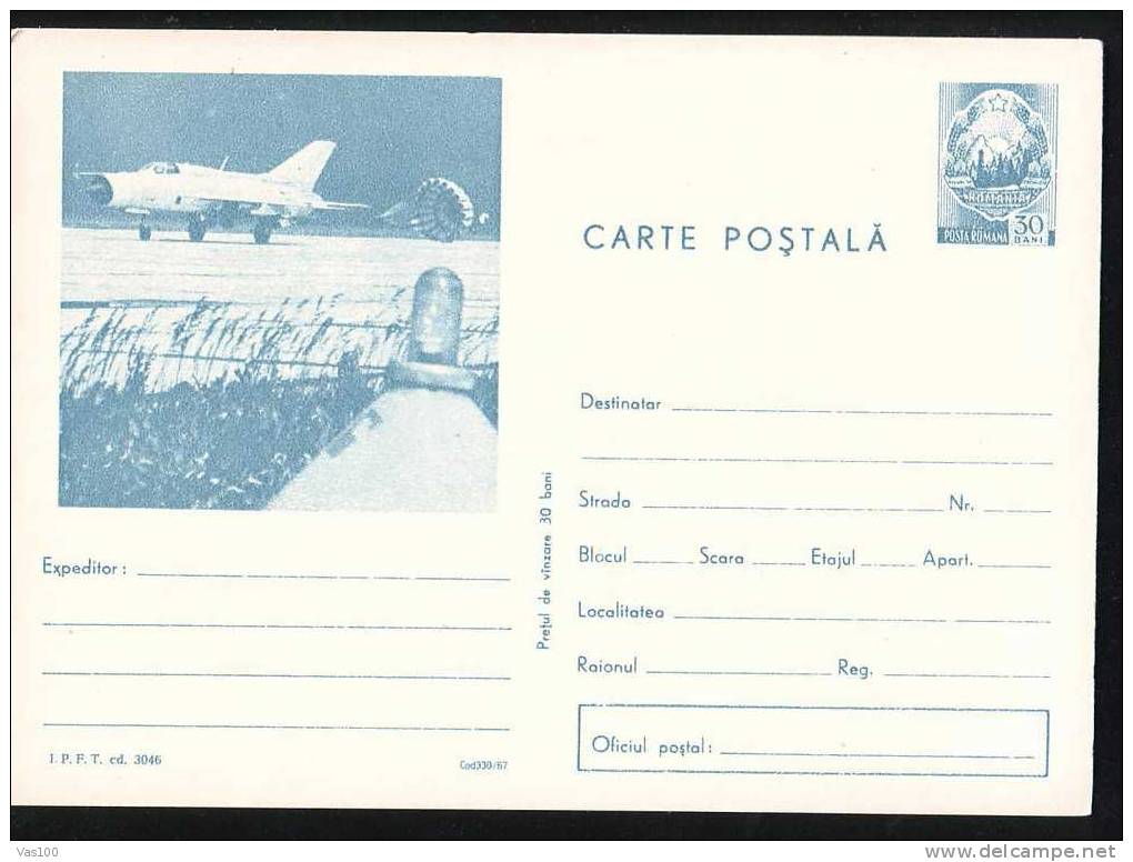Romania 1967 Postcard Entier Postaux Stationery With Parachutisme Airplane Rare Unused!. - Fallschirmspringen